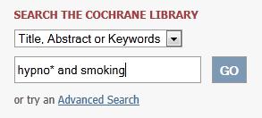 4. Simple Search From the home page, in the search box in the top left-hand corner of the page, type the first keywords: hypno* and smoking Click on Go Your search will be automatically limited to