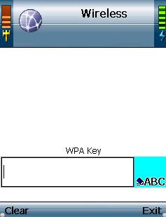 WPA Security If WPA security is enabled on the selected network, a new screen will appear. Enter the network s WPA key. Press the center selection key. 3.