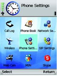 Phone Settings Wi-Fi Phone You can customize the settings of the Wi-Fi Phone. You have these choices: Ring Option, Keypad Tone, Wallpaper, Date & Time, Language, Phone Password, and Upgrade.