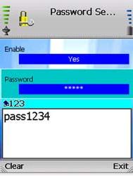 To enable the user password for the Wi-Fi Phone Press the left soft key to select the Phone Password setting. Press the Edit key to display Yes.