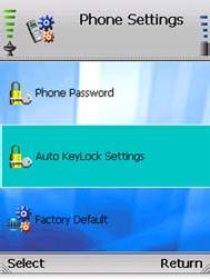 Auto Key Lock Settings If you want to automatically lock your keys after 10 seconds of inactivity, select Auto Key lock Settings. Select the left soft key until Enable displays under Auto Key lock.