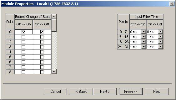 ControlLogix input modules let you configure Change-Of-State detection on the module. When configured, the module continually monitors the state of the inputs, looking for state changes.