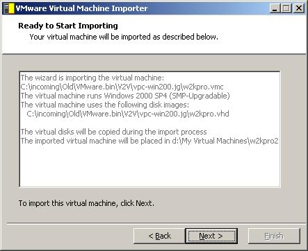 CHAPTER 3 Using the Virtual Machine Importer 9. Review the settings and click Next.