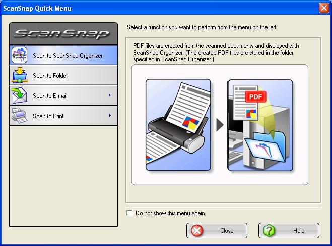 3.1.2. Scanning 1. Load the document onto the scanner. 2. Press the [SCAN] button. Scanning is started. When you scan with the Quick Menu Mode, the Quick Menu appears.