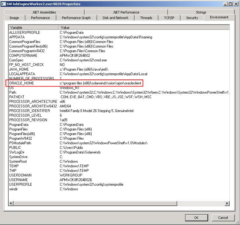 28 Configuring and Integrating Oracle Using Process Explorer to Determine if SAM is Loading the Correct Oracle