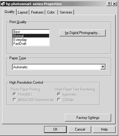 3 To access more advanced settings, click Properties. Set the printer properties (such as print quality and paper type) and click OK. To learn more about the available settings, click the?