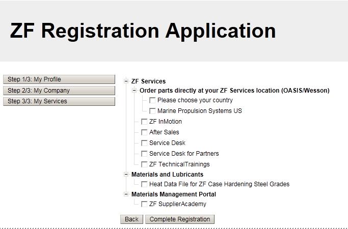 A user will receive an e-mail regarding what specific access has been assigned only after the application for registration has been approved. Figure 4 Registration form "My services" 2.