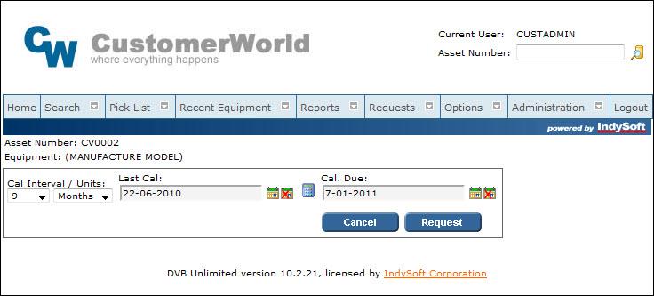 User Functionality 1.5 21 Recent Equipment As you view Asset Information, references to the assets are added to your 'Recent Equipment Menu'.