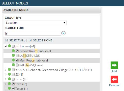 7. Select the nodes for the custom property, and click Add. 8. Click Select Nodes. 9. Specify the value of the custom property, and click Submit.