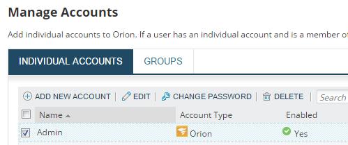 GETTING STARTED GUIDE: SERVER & APPLICATION MONITOR Change account passwords When you log in to the Orion Web Console for the first time, SolarWinds recommends that you change the password for the