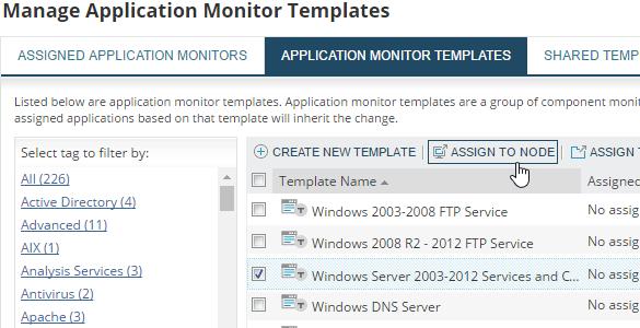 GETTING STARTED GUIDE: SERVER & APPLICATION MONITOR Apply a template to a node 1.