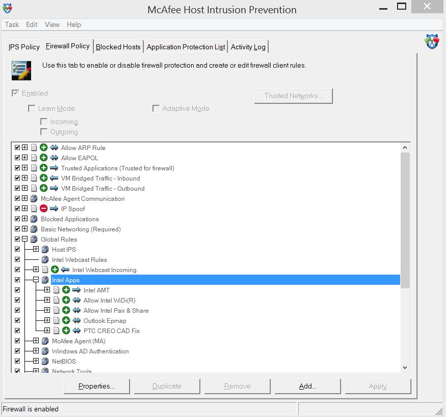 A2 McAfee Host Intrusion Prevention 1. In the taskbar, click on the McAfee icon and from the opened menu, select Manage Features Host Intrusion Prevention. 2.