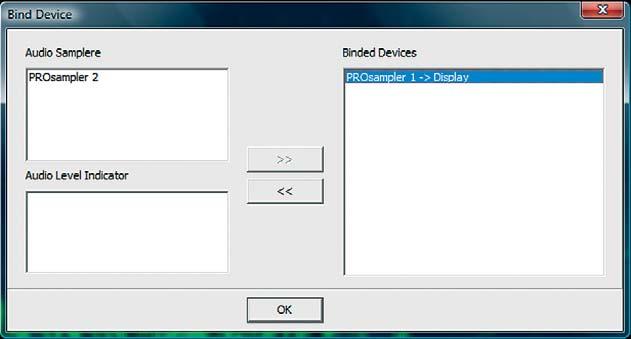 Select Device Bind Devices. If a binding between two devices is required to be created: 1. Select a ProSampler from the list. 2.