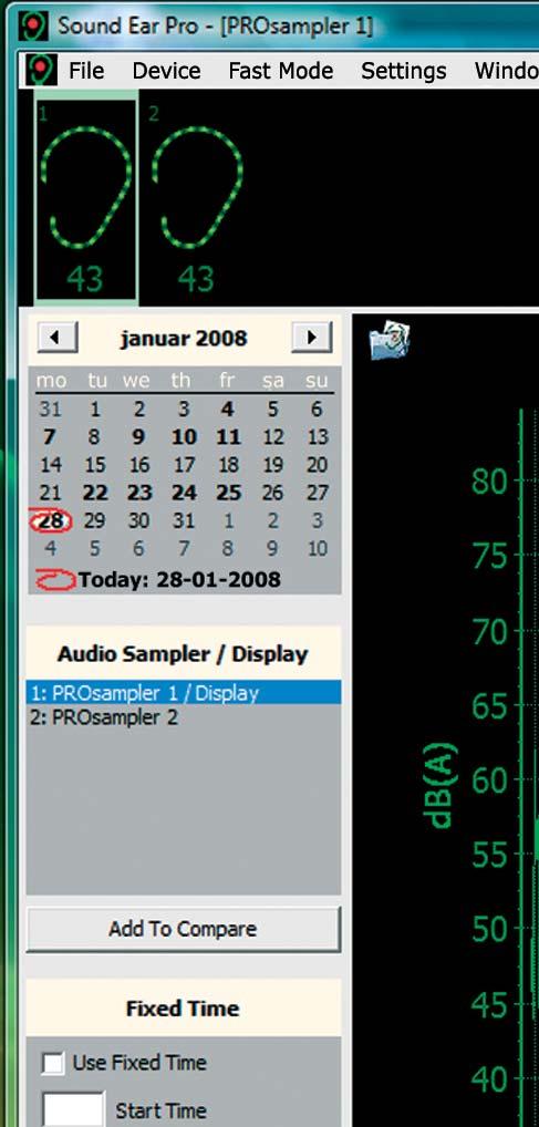 COMPARISON OF DATA Using your SoundEarPRO, you may compare data from various meters from various days. 1. Choose a date. 2.