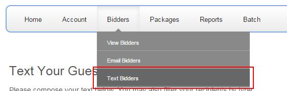 From the home screen of Online Bidding Admin: Click View Packages under Auction Package Functions. Search for the package by package number or name. Click View Bids for the package.