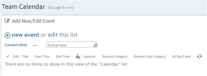 Using the Team Calendar You can maintain a Team calendar in Chronodat. Click Team Calendar. To add an event to the Calendar, click New event.