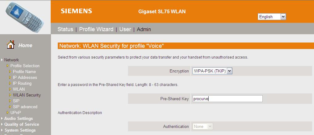 Interperability between PrCurve WESM zl and Siemens Gigaset SL75 wireless phne 5.