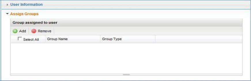 ACHieve Access 4.3 User Guide for Corporate Customers 5 The Assign Groups section of the page will display. Select the Add button to assign a group to this new user. 6.