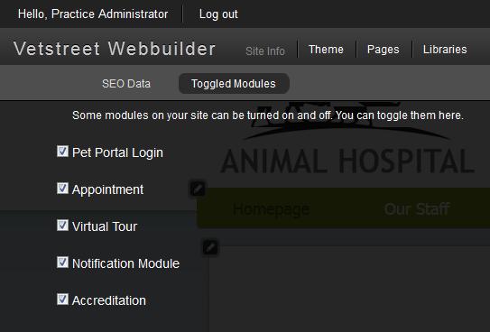 Click on the Site Info tab in the top toolbar. This tab defaults to the SEO Data. 2. Click on Toggled Modules sub tab. 3.
