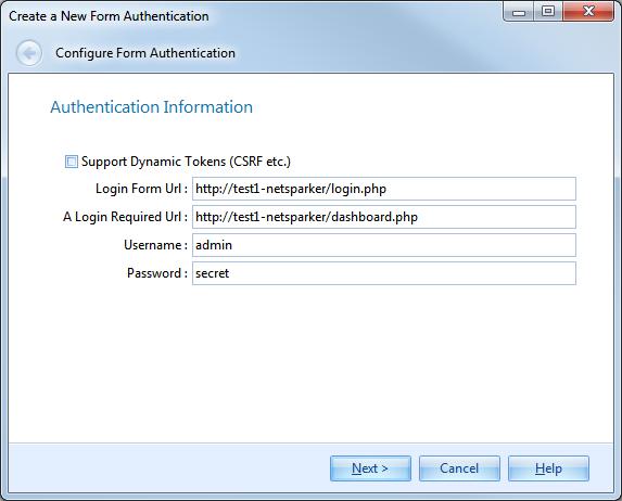 Chapter: Getting Started 33 Configure Form Authentication If the target web application requires to login via a web form you can configure it from this short wizard.