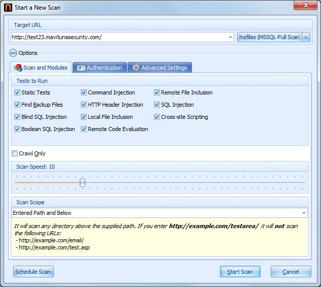 Scheduling Thanks to scheduling support, you can make your Netsparker scans run with daily, weekly or monthly periods and have the results saved to the given folder after