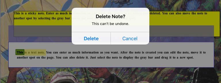 Tap Delete to delete the note or Cancel if you ve changed your mind.