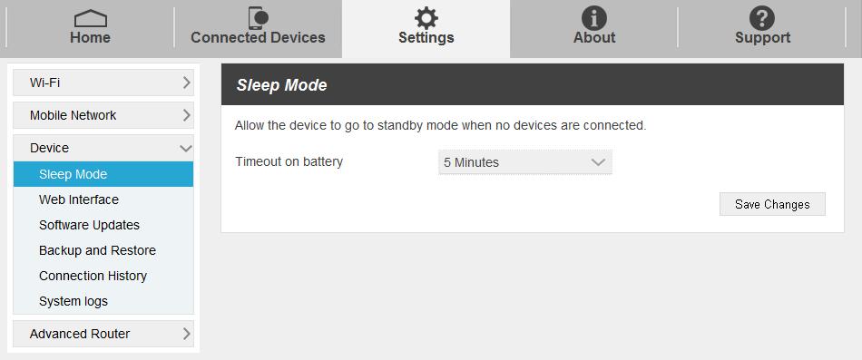 Device Settings Set sleep mode, manage account password, update software, back up, restore, and check system log. Sleep Mode 1.