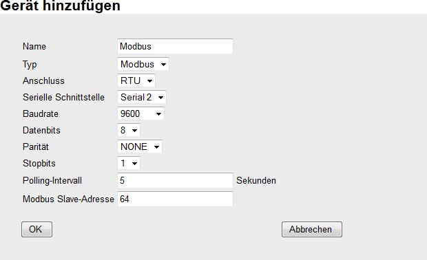Adding devices Configuration How to add the necessary devices for the Monitoring App. It is necessary to add the connected Modbus converter as a device for this application. 1.