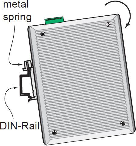DIN-Rail Mounting The aluminum DIN-rail attachment plate should be fixed to the back panel of the IMC-101 when you take it out of the box.