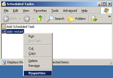 In the Scheduled Tasks window, right-mouse-click