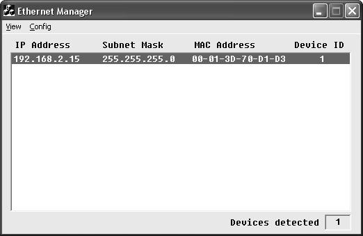 Initial IP Configuration Device Management Utility The Device Management Utility that is included with NETRS2321E (EM.exe) is used to detect and setup the installed adapter.