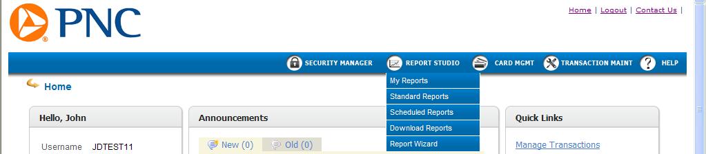 REPORT STUDIO MODULE Report Wizard Clicking on Report Wizard from the drop down menu brings up the