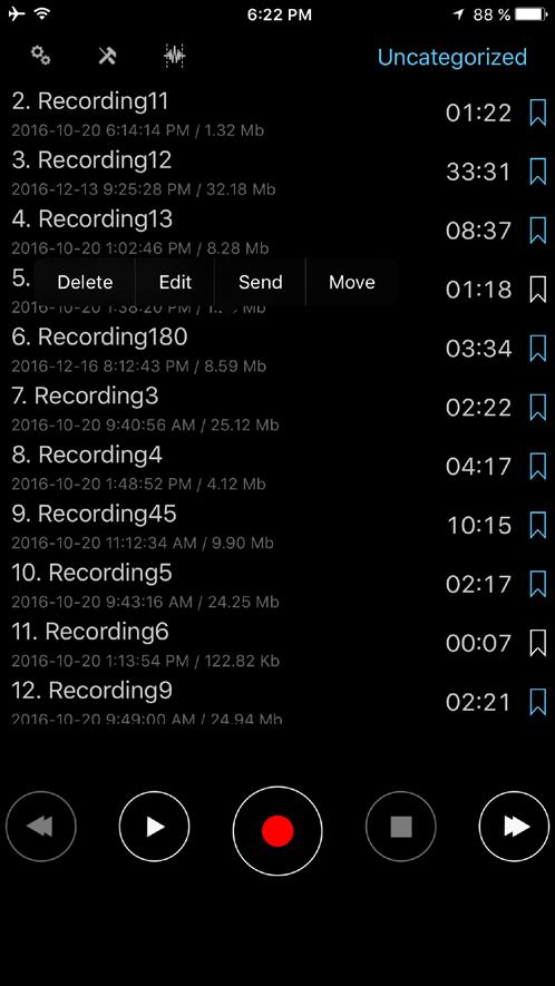 5. Open track with other application. 6. Move track(s) from one category to another Note: You cannot move tracks from the All category because some recordings may already belong to some categories.