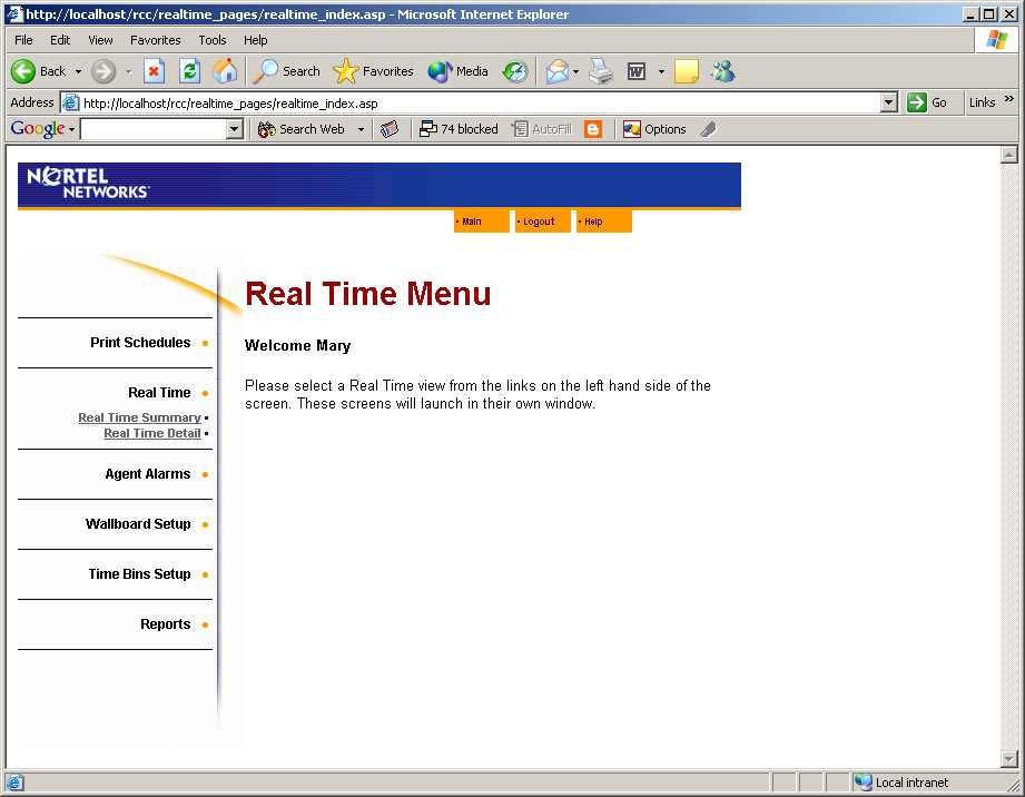 28 Verification Figure 19: Real Time Menu Page 3. Select the Real Time Summary menu option.