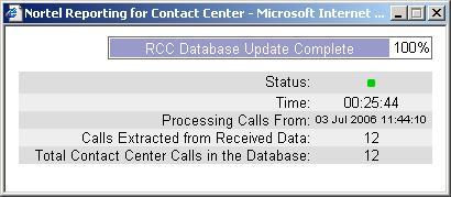 Administration 61 Figure 51: Download Status Window The RCC Database Update Complete field indicates the percentage of download completion.