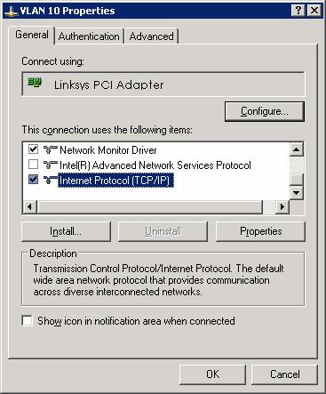 Figure 5-2: Modify the Properties for Interface on VLAN 10 Finally, configure the IP address shown in the diagram