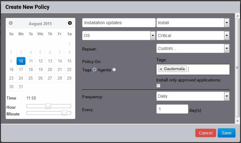 To set a schedule for the operation to run every 'N' number of days Choose 'Custom' from the Repeat drop-down. Select 'Daily' from the 'Frequency' drop-down.