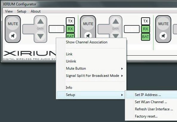 y The TRX base station appears in the network connections on the computer as a device. Click on the desktop icon of the software XIRIUM Configurator.
