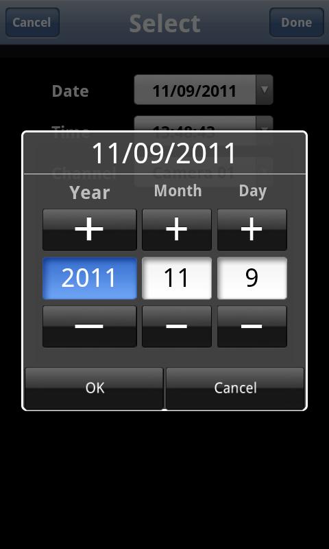 [Note] In Date and Time select, use + and to select the date and time.