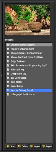 1 Presets Presets are a great way to speed up and simplify the whole process of using Topaz Detail.