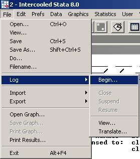 Opening a Log File If you are working on thesis or a long assignment, it would be wise to open a log file. This file will save both the commands you enter and the output generated by Stata.