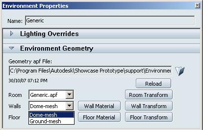 apf Figure16: Relative sizes and shapes of existing dome geometry When the environment s dome is switched, the material that was assigned to the previous apf file may not display correctly.