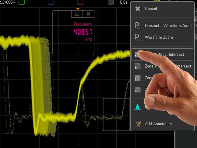 05 Keysight Touch Screen Revolution - Application Note Zone Triggering The touch screen has also opened up new possibilities for making signals easier to isolate on an oscilloscope.