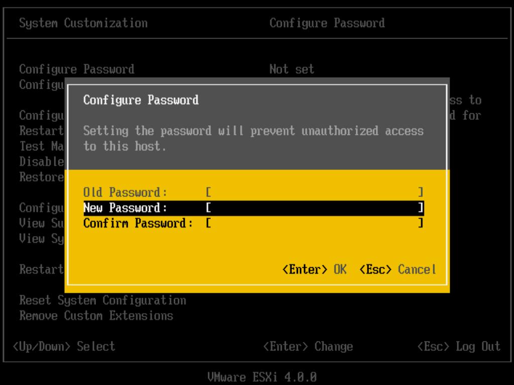 Setting Up ESXi Setting up ESXi involves configuring the Administrative (root) password for the ESXi host and configuring the default networking behavior.