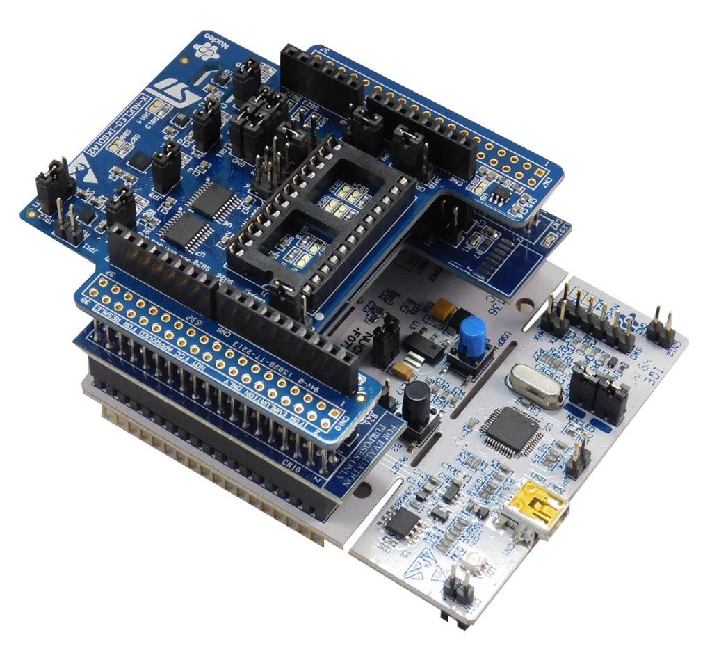 System setup guide Figure 15: X-NUCLEO-IKS01A2 sensor expansion board connected to an STM32 Nucleo on top of X-NUCLEO-IDW01M1 expansion board 5.
