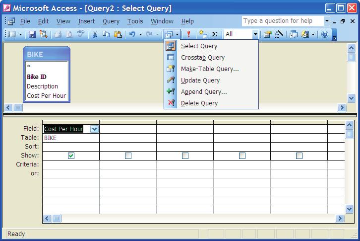 Query type FIGURE T7.11 Query Type Option Note: Be careful that you are viewing the field properties and not the query properties.