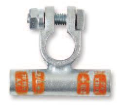 STRAIGHT TERMINALS Bolt & shoulder nut included Resists corrosion Copper die casting Gauge and polarity stamped on terminal Thick wall for strong crimp LEFT ELBOW TERMINALS Bolt & shoulder nut