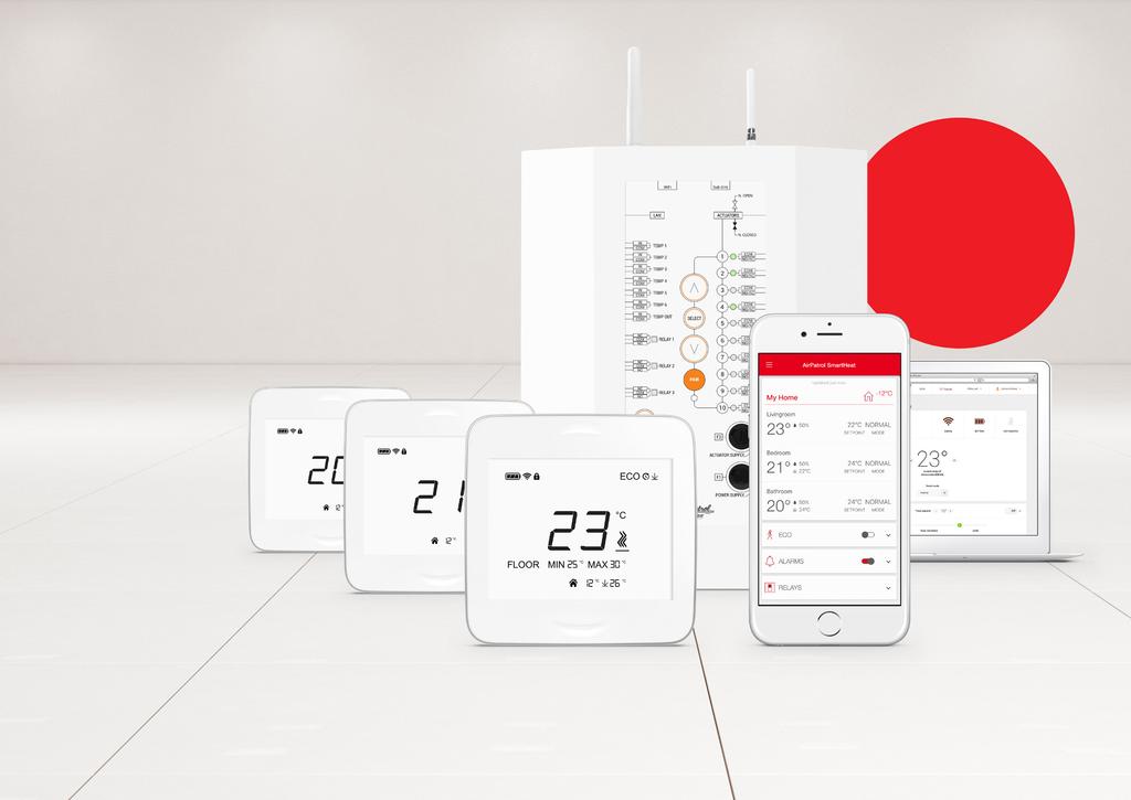 Smart heating system with wireless thermostats & smartphone control for every