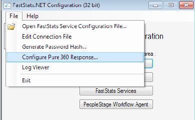 CONFIGURING THE EMAIL RESPONSE WEB SERVICE We now need to configure the Email Response Web Service to use your Response Database. To ensure that this is done, run the FastStats Configuration program.