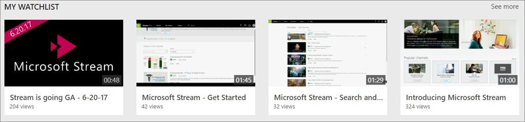 Learn to use Microsoft Stream Directly from the home page, you can also learn how to use Microsoft Stream using hte tutorial videos.